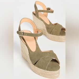 Castaner Blaudell Canvas Tall Espadrilles in Olive NEW